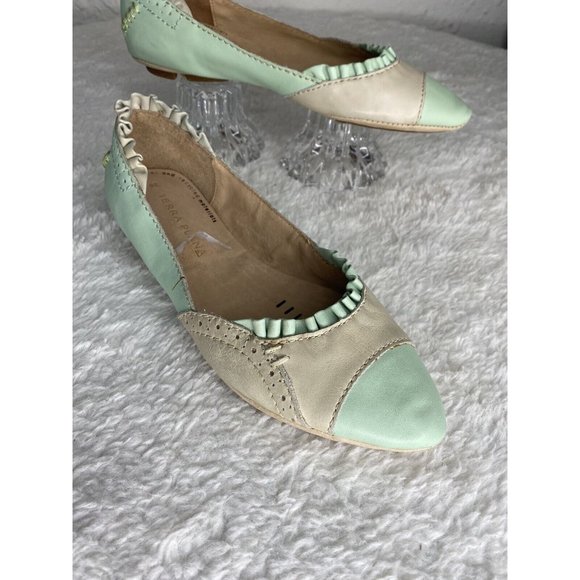 Terra Plana Womens Slip Ons Flats Green Ivory Leather Size EU 36 US 6 - Picture 3 of 13